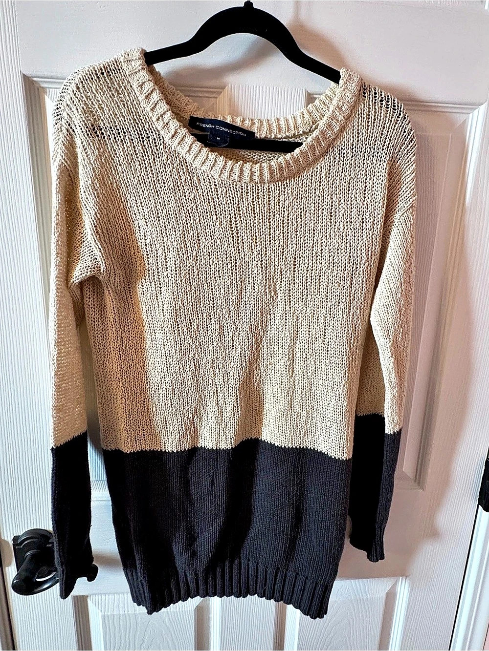 French Connection Color Block Crewneck Sweater Size Medium